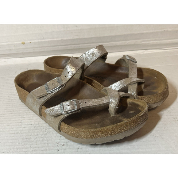 BIRKENSTOCK Mayari Washed Metallic Silver Size 7 - Picture 3 of 9